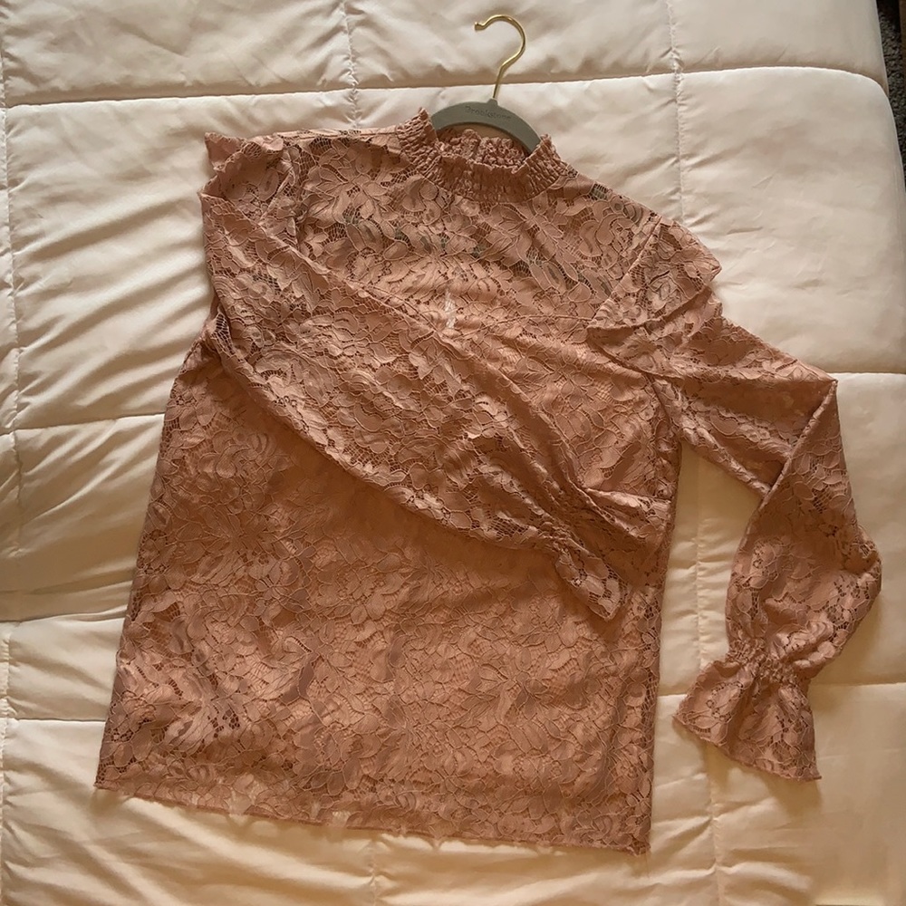 Vila - High Neck All Over Long Sleeve Lace